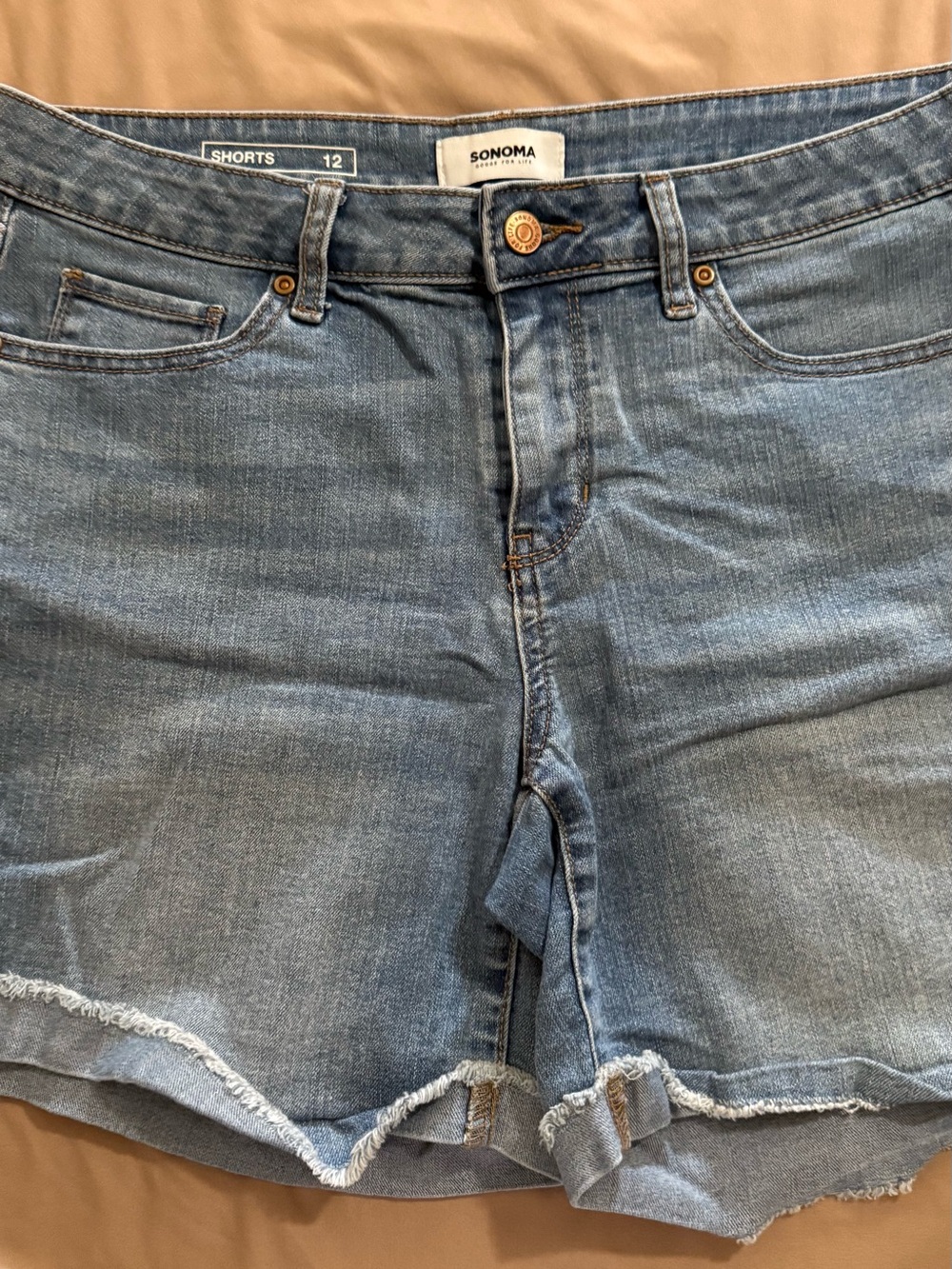 SONOMA Washed Blue Denim Shorts with Button Fly